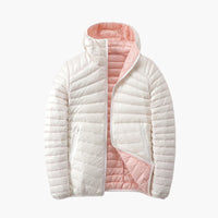 Damen Steppjacke mit Kapuze und Wendefunktion – Weiß/Rosa