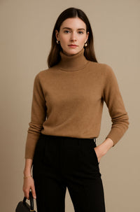 Ella | Damen Kaschmirpullover modern & komfortabel – Karamell