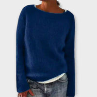 Regine – einfarbiger Strickpullover – Blau