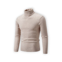 Klassischer Rollkragenpullover für Herren mit Rippstruktur – Beige