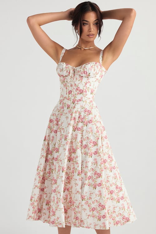 Bustier-Sommerkleid mit Carmen-Print