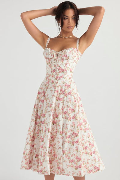 Bustier-Sommerkleid mit Carmen-Print