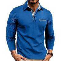 Rupert - Bequemes Herren-Langarm-Poloshirt – Blau