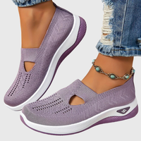 Frieda | Damen Strick Sneaker Slip-On Atmungsaktiv Leicht Komfort Alltag – Hellviolett