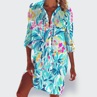Brigitte | Bunte und leichte Sommerrobe – Tropisches Blau