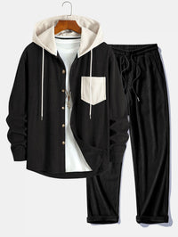 Cadmus – Set Aus Kapuzen Hemd Und Hose Aus Cord – Schwarz