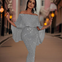 Heidi-Mode | Hochwertiges Abendkleid – Graues Silber