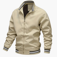 Herrenjacke mit Rippdetails und Frontreißverschluss – Khaki