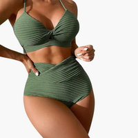 Bikini-Set - Damen Zweiteiler mit hoher Taille & Stil – Grün