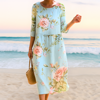 Linnea™ | Bequemes Blumenkleid – Blau