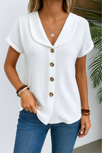 Marijke™ | Bluse mit Kragen und Knöpfen – Weiß