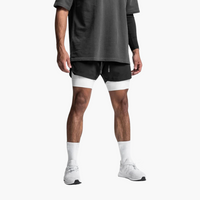 Leichte Sport-Shorts - Fitness-Laufhosen für Männer – Schwarz - weißes Futter