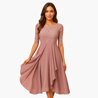 Lore | Midikleid mit Spitzenärmeln – Rosa