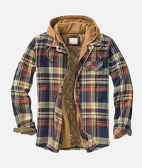 Andrea™ | Stylische Patchwork Karo Jacke – Blau Orange