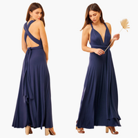 Abendkleid mit V-Ausschnitt - Damen Stil für Gala-Nächte – Marine