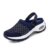 Henrike - Damen Slip-On Sneaker mit Mesh und Riemen – Blau