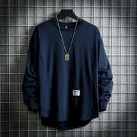 Leon | Herren Oversized Longsleeve Rundhals Langarm Basic – Marine