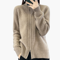 Luisa | Strickjacke mit Reißverschluss – Braun