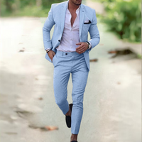 Ezra - Eleganter Anzug für Herren (Jacke + Hose) – Hellblau