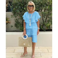 Yvonne – verführerisches Kleid mit übereinanderliegenden Volants – Hellblau