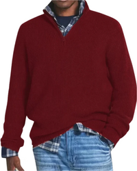 Diego | Sportiver Strickpullover mit Reißverschluss – rot