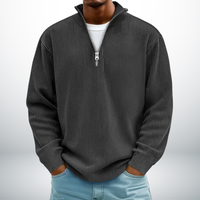 Snovia™ – Hochwertiger Herrenpullover mit Halbreißverschluss – Schwarz