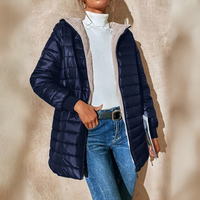 Ultra-gemütliche Kapuzen-Pufferjacke mit Fleece-Futter für Frauen – Marine
