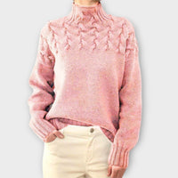 Julia | Zopfstrickpullover Damen elegant & bequem – Rosa