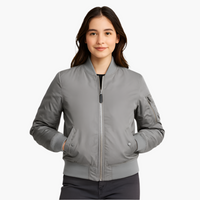 Damenjacke mit geripptem Kragen und Ärmeltasche – Grau
