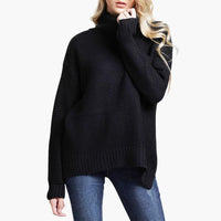 Damen pullover mit Rollkragen und langen Ärmeln – Schwarz