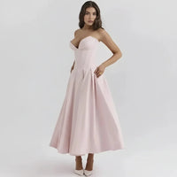 Larissa | Damen Korsett Midi Kleid Besondere Anlässe – Korsett Midi Elegant 2026 – Rosa