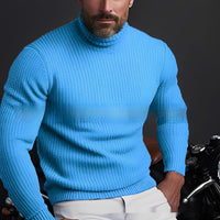 Richard - Warmer, komfortabler Herren-Rollkragenpullover – Hellblau