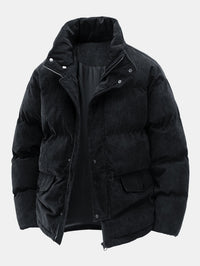 Clyde – Puffer Jacke Aus Cord – Schwarz