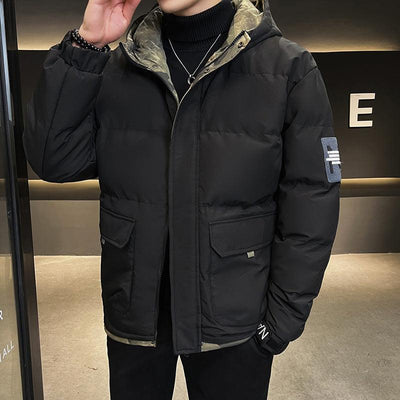 Olinaveia | Herren Daunenjacke mit Kapuze und Steppdesign