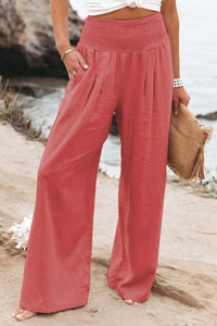 Lässig weite Baumwoll-Leinen-Hose –  Orange