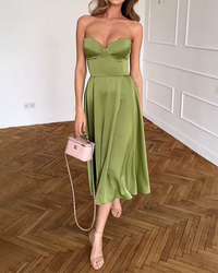 Bianca | Schickes Trägerloses Midikleid – Grün