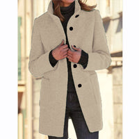 Vintora™ – Retro Damen-Windjacke mit Knöpfen und Stehkragen – Khaki