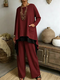 Naelia - Elegantes Zweiteiliges Set – Bordeaux