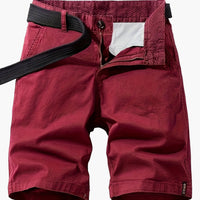 Herren-Bermudashorts mit Gürtel für Freizeit & Urlaub – Rot