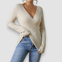 Lior | V-Ausschnitt Langarmpullover – Beige