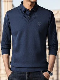 Leroy – Lässiger Langarm Strickpullover – Blau