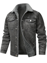 Geoffroy – Vintage Jeans Jacke Mit Fleece Futter – Grau