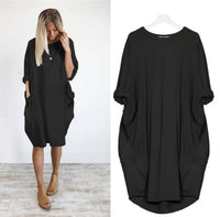 Eivy - Lässiges langes lockeres Kleid – Schwarz