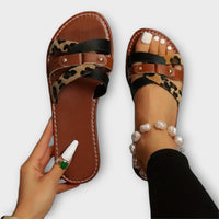 Leopard Kreuzriemen Sandalen – Braun