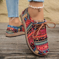 Damen Vintage Boho SchnürSchuhe – Rot