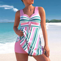 Lily | 2-teiliges Hochgeschnittenes Bikini mit Streifenmuster – Basisstreifen
