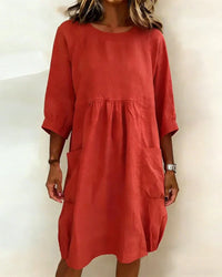 Alena | Modisches 3/4-Arm-Kleid Damen – Rot