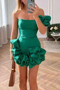 Lena | Elegantes Blumen-Minikleid – Grün
