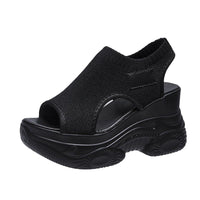 Calina - Plateau-Sandalen mit offener Zehenpartie – Schwarz