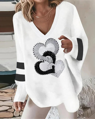 Janna - Langarm Herzprint Pullover